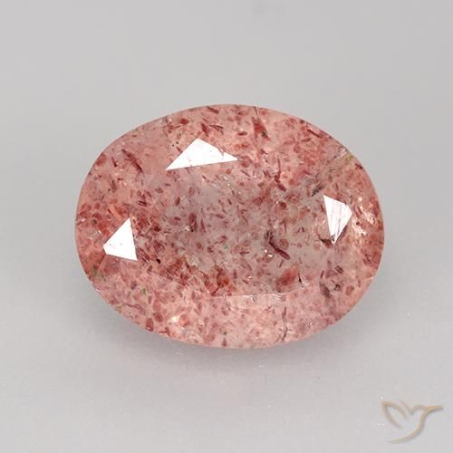 3.34ct Natürlicher Mittelrosa Erdbeerquarz, Oval, Lichtdurchlässig