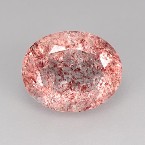 9,17 ctw natürlicher hellrose-rosa Erdbeerquarz, Oval Schliff, Transparent