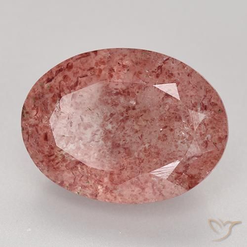 9,17 ctw natürlicher rose-rosa Erdbeerquarz, Oval, Lichtdurchlässig