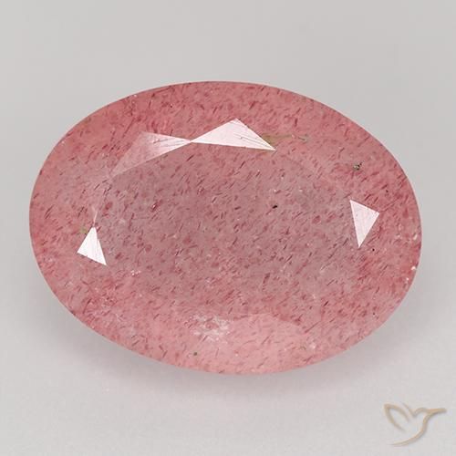8.40ct Natürlicher Mittelrosa Erdbeerquarz, Oval, Lichtdurchlässig