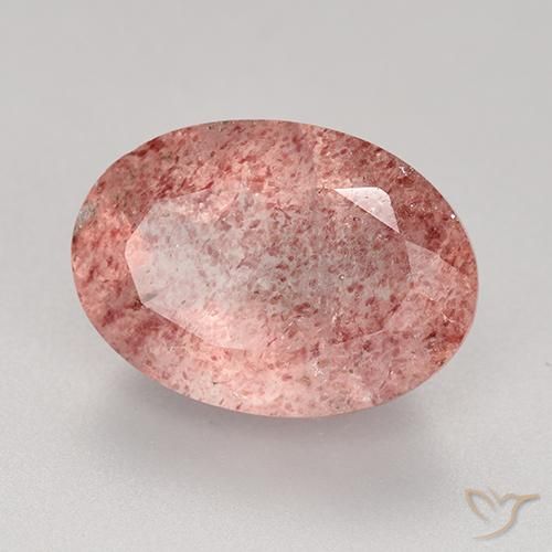 9,17 ctw natürlicher hellrose-rosa Erdbeerquarz, Oval, Lichtdurchlässig