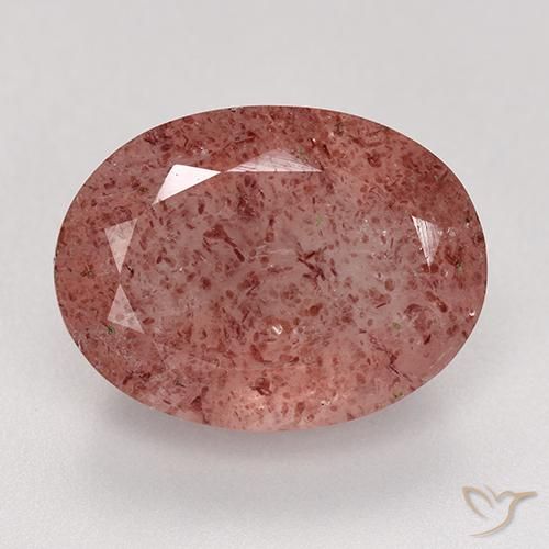 9.22ct Natürlicher Mittelrosa Erdbeerquarz, Oval, Lichtdurchlässig