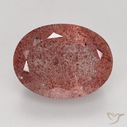 9.31ct Natürlicher Mittelrosa Erdbeerquarz, Oval, Lichtdurchlässig