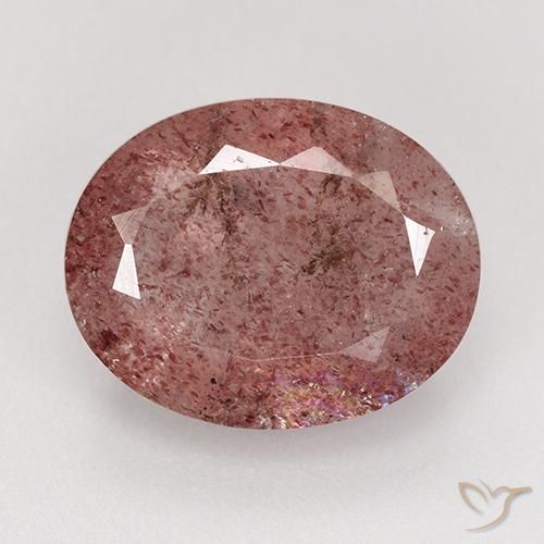 9,17 ctw natürlicher Mittelrosa Erdbeerquarz, Oval Schliff, Lichtdurchlässig