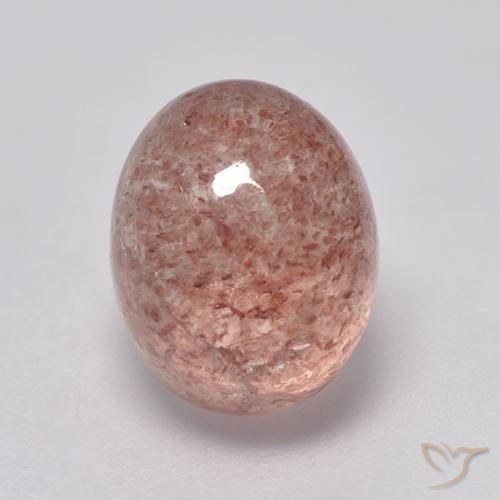 9,17 ctw natürlicher Grapefruit-Rosa Erdbeerquarz, Oval, Lichtdurchlässig