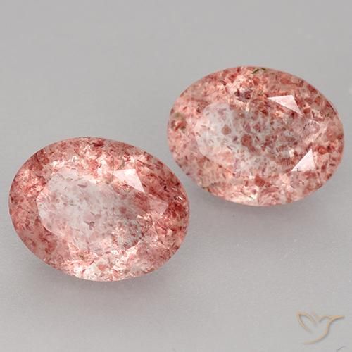 3.50 ct natürliche hellrose-rosa Erdbeerquarz-Edelsteine, Oval, Lichtdurchlässig