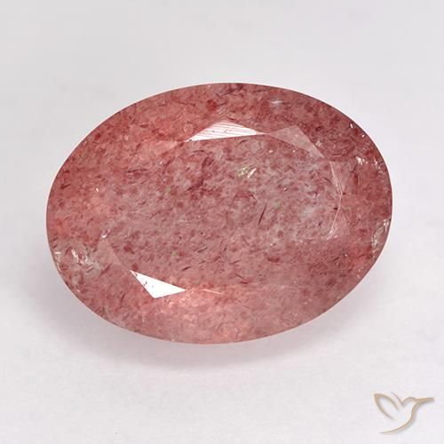 9.30ct Natürlicher rose-rosa Erdbeerquarz, Oval, Lichtdurchlässig