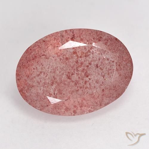 7.38ct Natürlicher Mittelrosa Erdbeerquarz, Oval, Lichtdurchlässig
