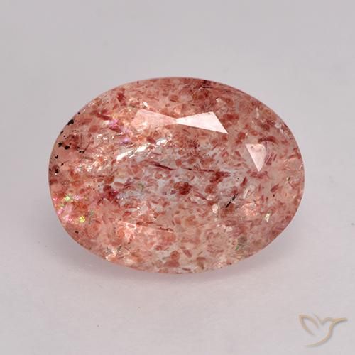 1.88ct Natürlicher Mittelrosa Erdbeerquarz, Oval, Lichtdurchlässig