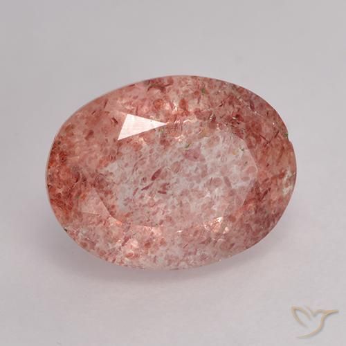 9,17 ctw natürlicher rose-rosa Erdbeerquarz, Oval, Lichtdurchlässig