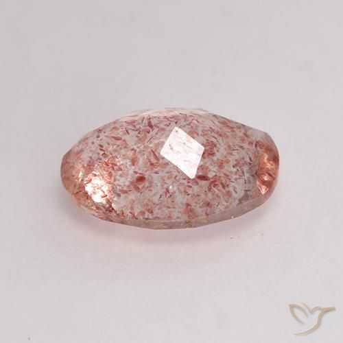 1,53 ctw natürlicher rosafarbener Erdbeerquarz, Oval Schliff, Transparent
