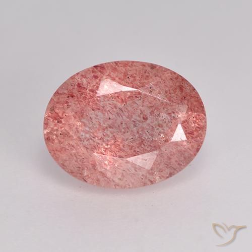 1.72ct Natürlicher rose-rosa Erdbeerquarz, Oval, Lichtdurchlässig