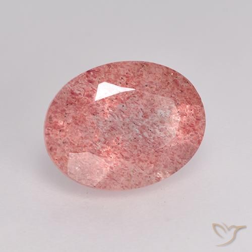 9,17 ctw natürlicher rose-rosa Erdbeerquarz, Oval, Lichtdurchlässig