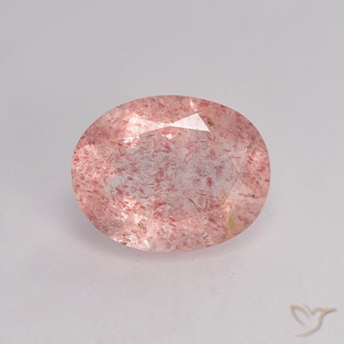 1.62ct Natürlicher Mittelrosa Erdbeerquarz, Oval, Lichtdurchlässig