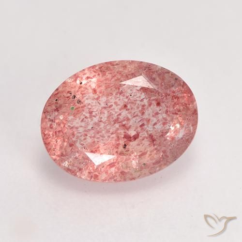 1.79ct Natürlicher Mittel-Hellrosa Erdbeerquarz, Oval, Lichtdurchlässig