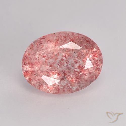 1.62ct Natürlicher Helles Hot Pink Erdbeerquarz, Oval, Lichtdurchlässig