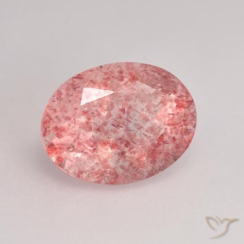 9,17 ctw natürlicher Helles Hot Pink Erdbeerquarz, Oval, Lichtdurchlässig