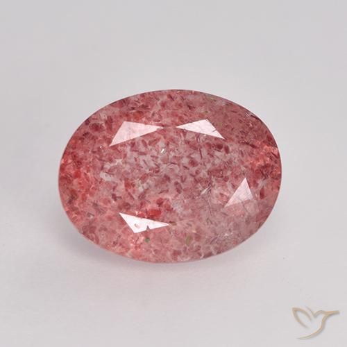 1.68ct Natürlicher Mittel-Dunkelrosa Erdbeerquarz, Oval, Lichtdurchlässig