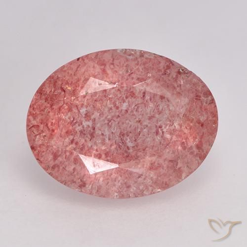 1.69ct Natürlicher Mittelrosa Erdbeerquarz, Oval, Lichtdurchlässig