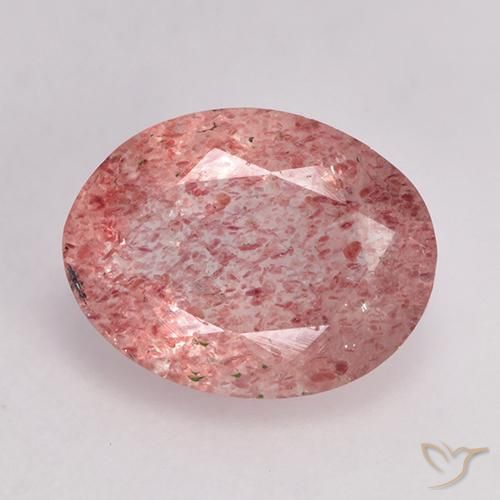 1.51ct Natürlicher Mittel-Hellrosa Erdbeerquarz, Oval, Lichtdurchlässig