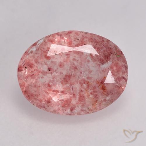1.51ct Natürlicher Intensives Rosa Erdbeerquarz, Oval, Lichtdurchlässig