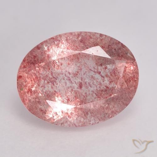 1.60ct Natürlicher Mittelrosa Erdbeerquarz, Oval, Lichtdurchlässig