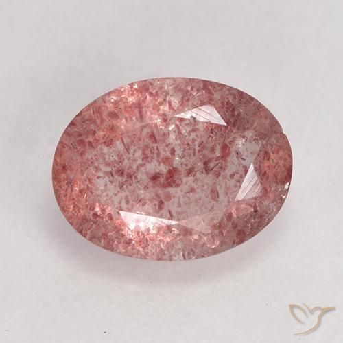 1.59ct Natürlicher Mittelrosa Erdbeerquarz, Oval, Lichtdurchlässig