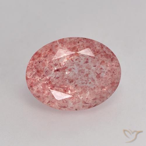 1.79ct Natürlicher Mittel-Hellrosa Erdbeerquarz, Oval, Lichtdurchlässig