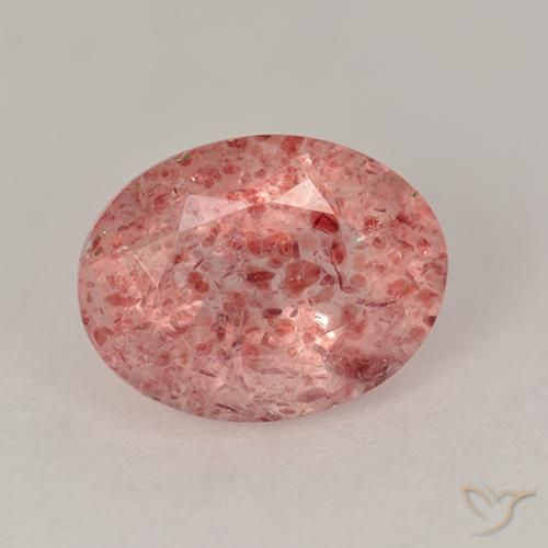 1.74ct Natürlicher Mittelrosa Erdbeerquarz, Oval, Lichtdurchlässig