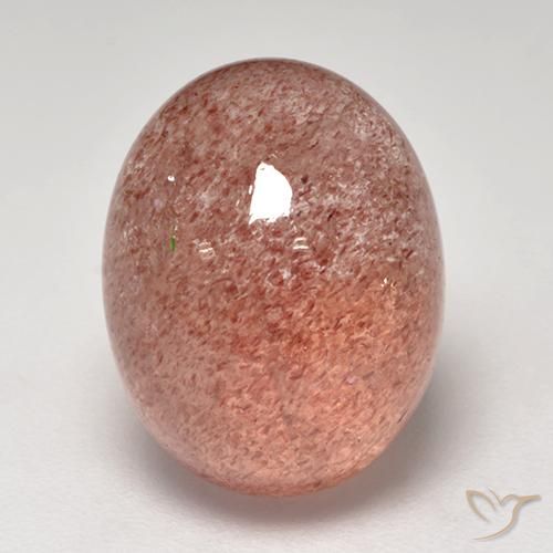 7.57ct Natürlicher Orangerosa Erdbeerquarz, Oval, Lichtdurchlässig