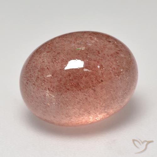 9,17 ctw natürlicher Orangerosa Erdbeerquarz, Oval, Lichtdurchlässig