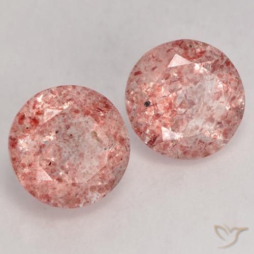 2.38 ct natürliche hellrose-rosa Erdbeerquarz-Edelsteine, Runden, Transparent