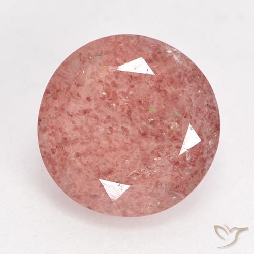 3.23ct Natürlicher rose-rosa Erdbeerquarz, Runden, Lichtdurchlässig