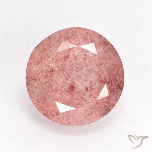 3.59ct Natürlicher hellrose-rosa Erdbeerquarz, Runden, Lichtdurchlässig