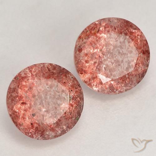 2.35 ct natürliche Leuchtend rosa Erdbeerquarz-Edelsteine, Runden, Lichtdurchlässig
