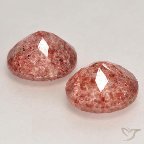 2.35 ct natürliche Leuchtend rosa Erdbeerquarz-Edelsteine, Runden, Lichtdurchlässig