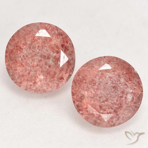 2.29ctw Natürlicher rose-rosa Erdbeerquarz, Runden, Lichtdurchlässig