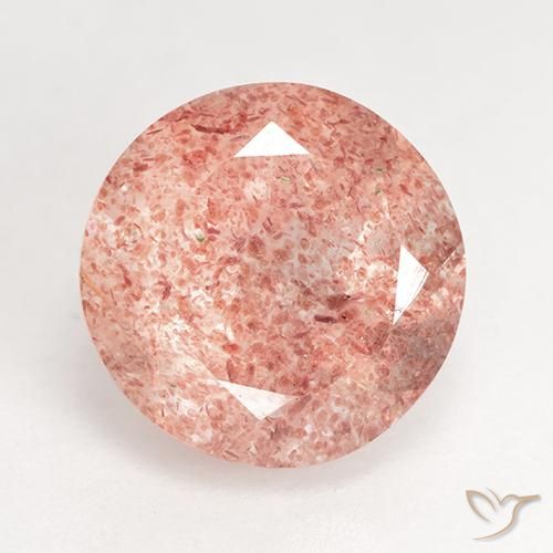 3.70ct Natürlicher rosa-orange Erdbeerquarz, Runden, Lichtdurchlässig