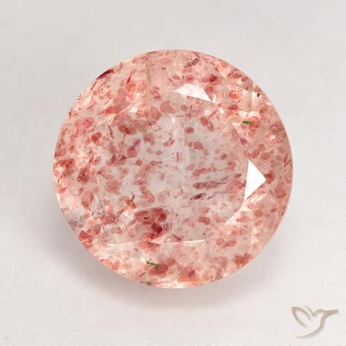 3.86ct Natürlicher Pfirsichrose Erdbeerquarz, Runden, Transparent