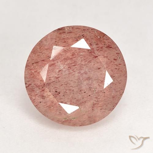 3.59ct Natürlicher Grapefruit-Rosa Erdbeerquarz, Runden, Lichtdurchlässig