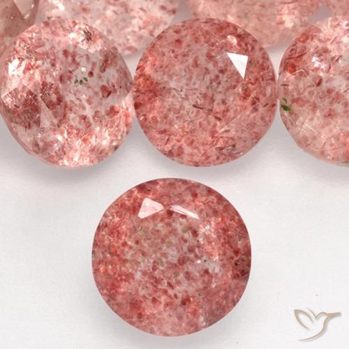 1.11ct Natürlicher Mittelrosa Erdbeerquarz, Runden, Lichtdurchlässig