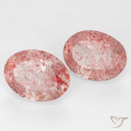 2.23 ct natürliche Mittel-Hellrosa Erdbeerquarz-Edelsteine, Oval, Transparent