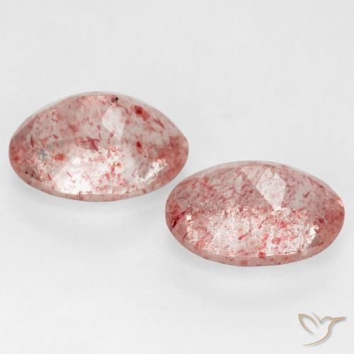 2.23 ct natürliche Mittel-Hellrosa Erdbeerquarz-Edelsteine, Oval, Transparent