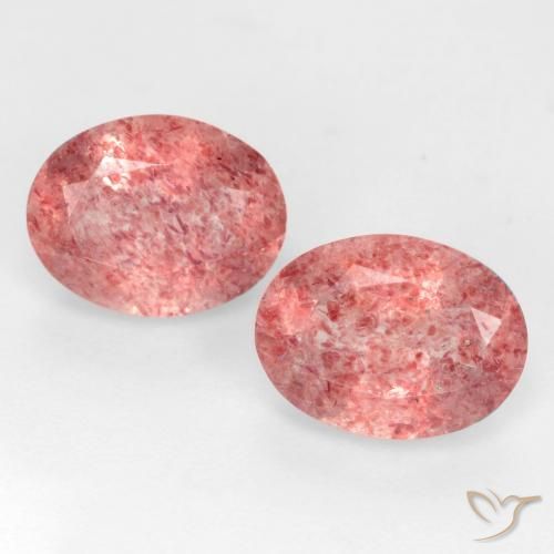2.32ctw Natürlicher Rötlich-Rosa-Ton Erdbeerquarz, Oval, Lichtdurchlässig