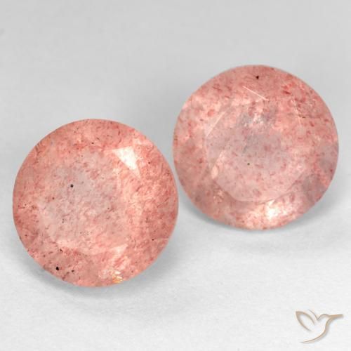 5.84 ct natürliche Mittel-Hellrosa Erdbeerquarz-Edelsteine, Runden, Lichtdurchlässig
