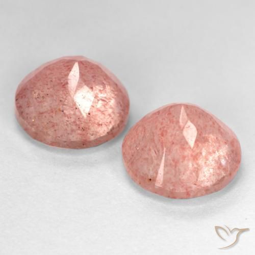 5.84 ct natürliche Mittel-Hellrosa Erdbeerquarz-Edelsteine, Runden, Lichtdurchlässig
