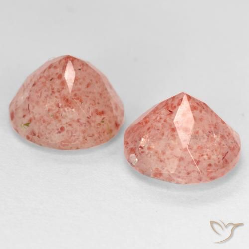 5.63 ct natürliche Pfirsichrose Rosa Erdbeerquarz-Edelsteine, Runden, Lichtdurchlässig
