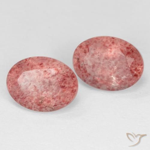 2.82 ct natürliche Mittelrosa Erdbeerquarz-Edelsteine, Oval, Lichtdurchlässig