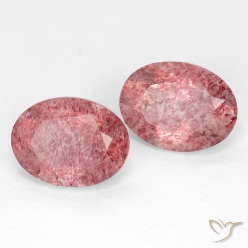 2.37 ct natürliche tiefrosa Erdbeerquarz-Edelsteine, Oval, Lichtdurchlässig