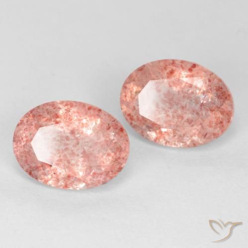2.49 ct natürliche Mittel-Hellrosa Erdbeerquarz-Edelsteine, Oval, Lichtdurchlässig